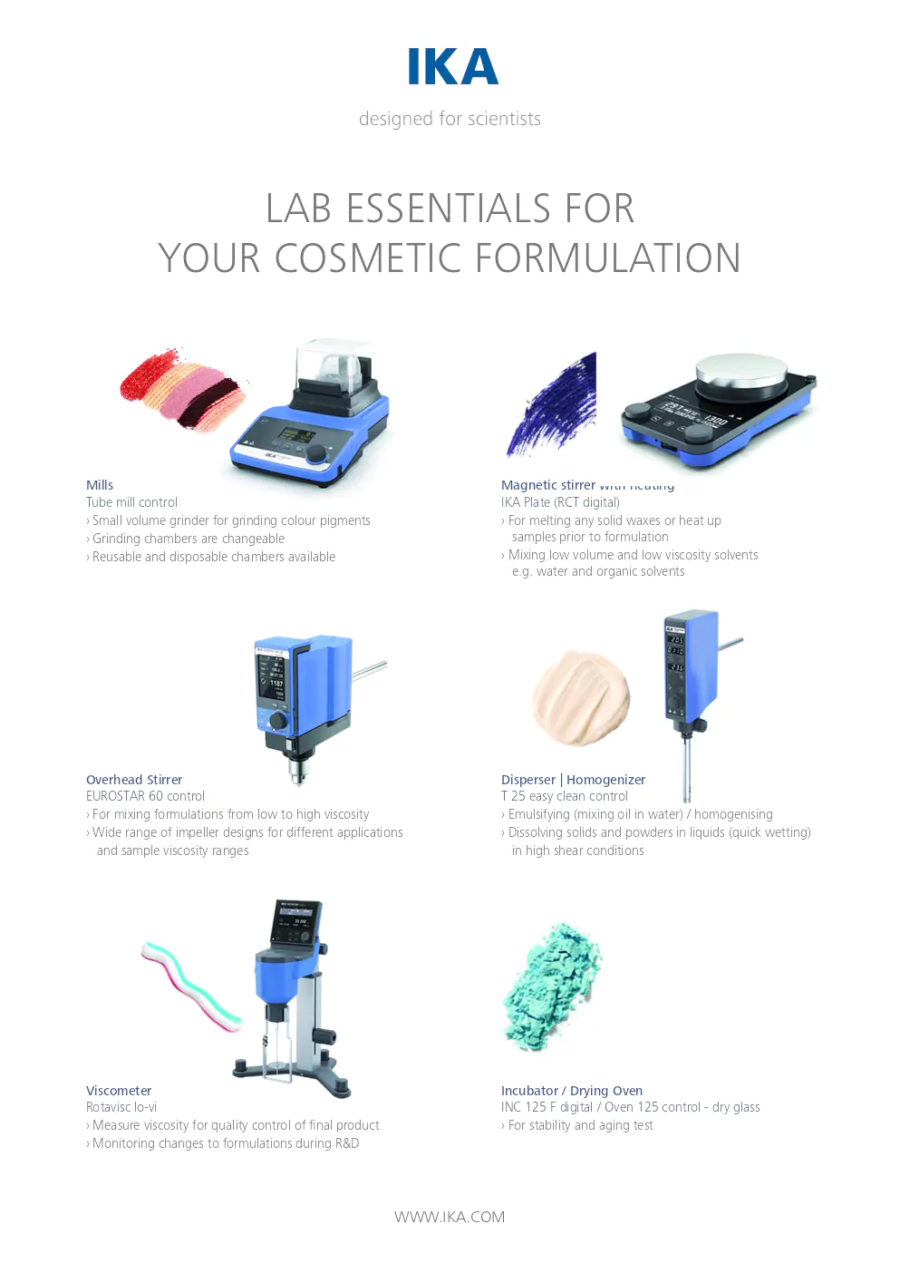 Image du document pdf : brochure des équipements ika pour la formulation cosmétique  